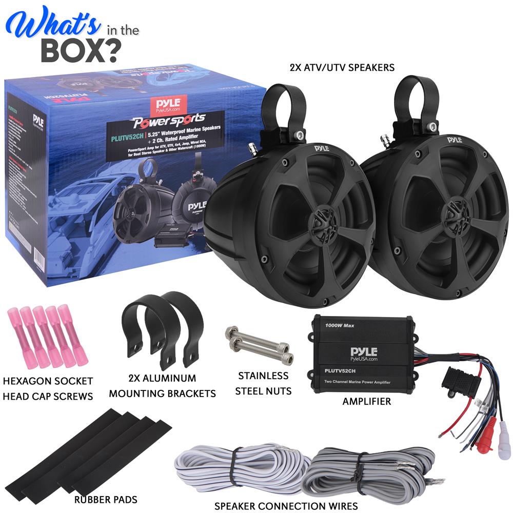 Marine Speakers 1000W Waterproof 5.25" 2-Ch Amp - Thumbnail 2