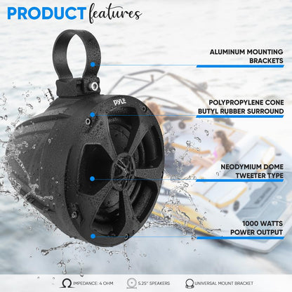 Waterproof Off-Road Speakers 1000W Bluetooth Marine Grade 5.25"