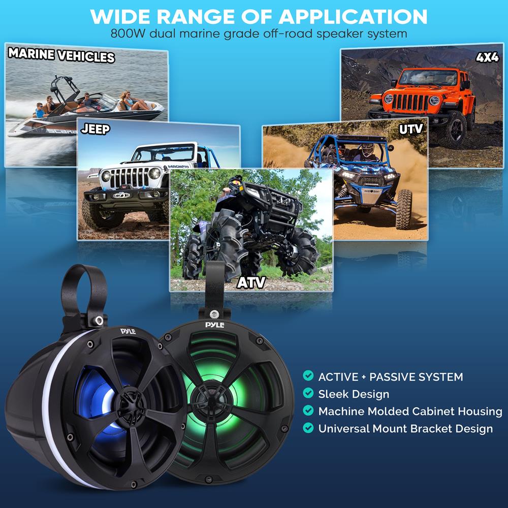 Pyle 2-Way Waterproof Off Road Speakers - 5.25