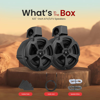 6.5" Waterproof Bluetooth Speakers 1200W Marine Grade Weatherproof Pair