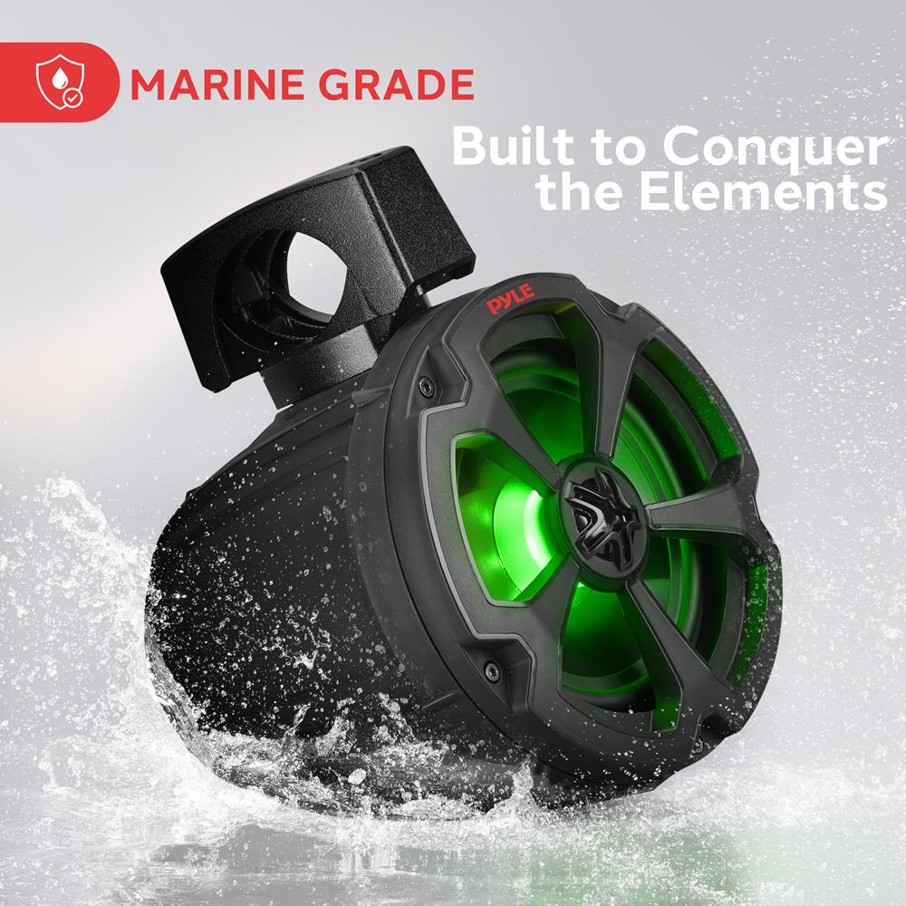 Marine Bluetooth Speakers, 1200W Waterproof, RGB Lights, Remote Control - Thumbnail 3