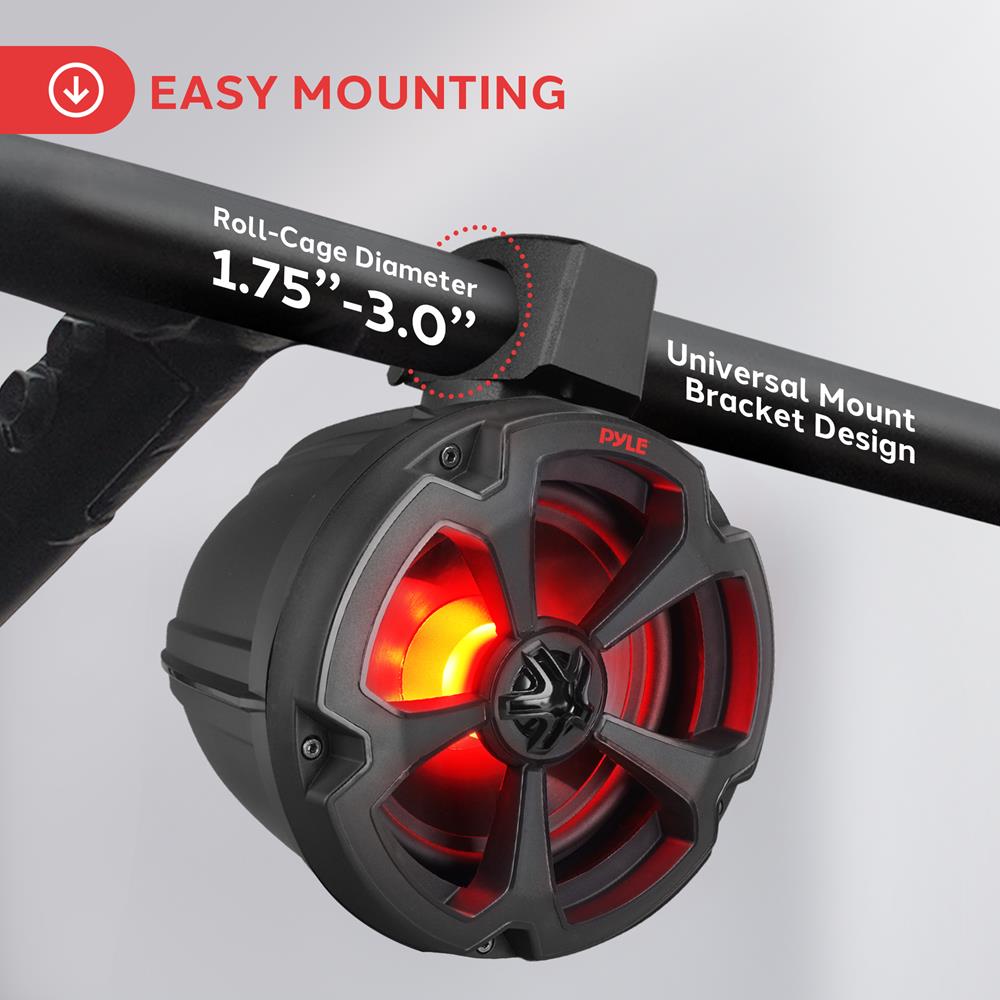 Marine Bluetooth Speakers, 1200W Waterproof, RGB Lights, Remote Control - Thumbnail 4