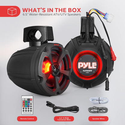 Marine Bluetooth Speakers, 1200W Waterproof, RGB Lights, Remote Control