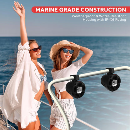 6.5" 1300W Marine Speakers - Waterproof, 2-Way Stereo, Easy Mount (Pair)