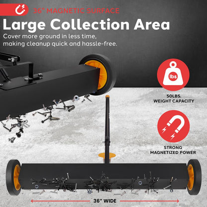 Rolling Magnetic Sweeper With Wheels