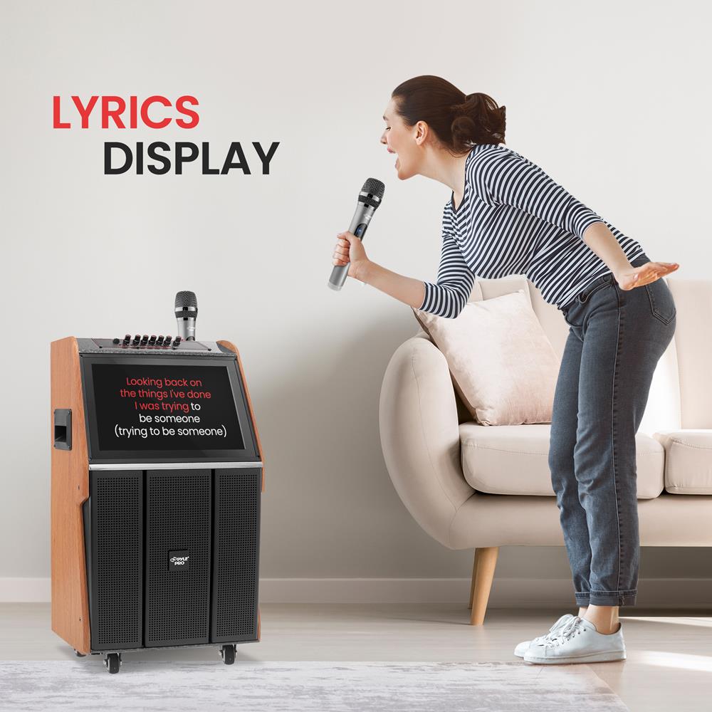 Portable Karaoke Machine, HD Screen, Dual Wireless Mics, Easy Transport - Thumbnail 3