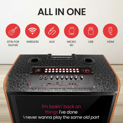 Portable Karaoke Machine, HD Touch Screen, Dual Wireless Mics, Trolley