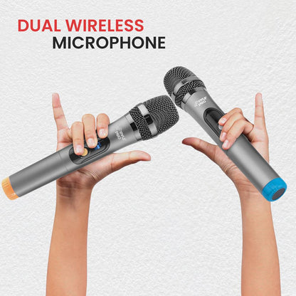 Portable Karaoke Machine, HD Touch Screen, Dual Wireless Mics, Trolley