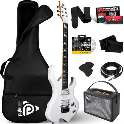 Electric Guitar Kit w/ Amp, Easy Play, Solid Wood, White Matte