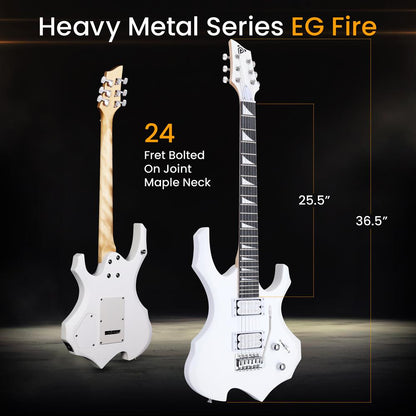 Electric Guitar Kit w/ Amp, Easy Play, Solid Wood, White Matte