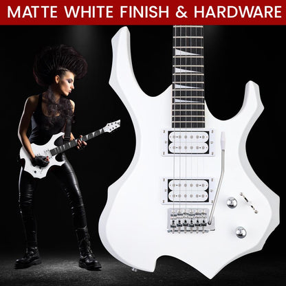 Electric Guitar Kit w/ Amp, Easy Play, Solid Wood, White Matte