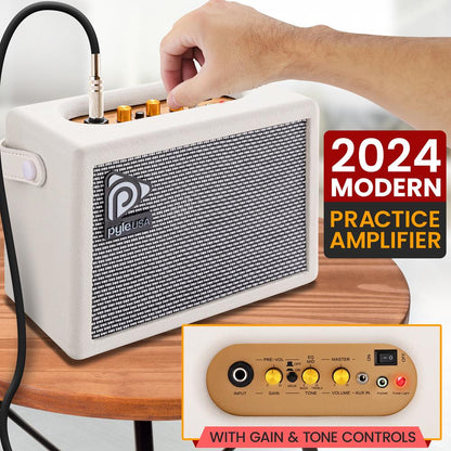 Electric Guitar Kit w/ Amp, Easy Play, Solid Wood, White Matte