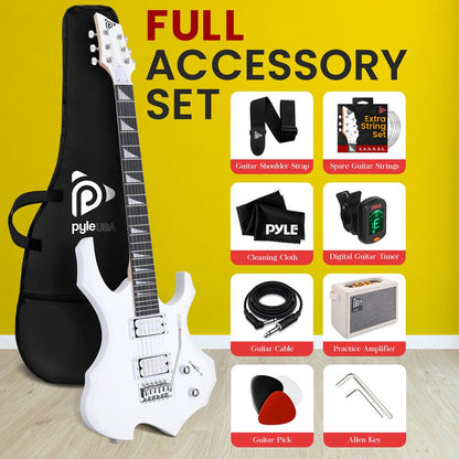 Electric Guitar Kit w/ Amp, Easy Play, Solid Wood, White Matte
