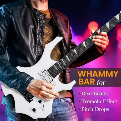 Electric Guitar Kit w/ Amp, Easy Play, Solid Wood, White Matte