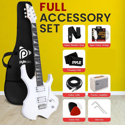 Electric Guitar Kit w/ Amp, Easy Play, Solid Wood, White Matte