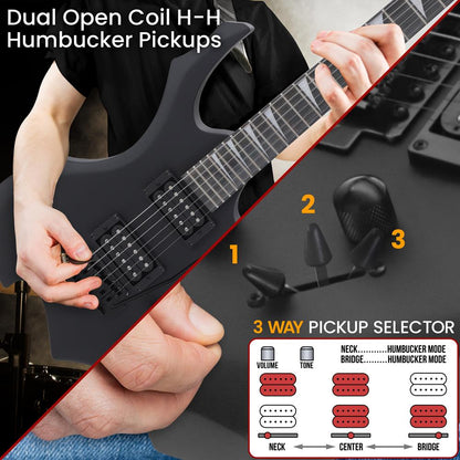 Electric Guitar Kit w/ Amp, Dual Humbuckers, Maple Neck, Matte Finish