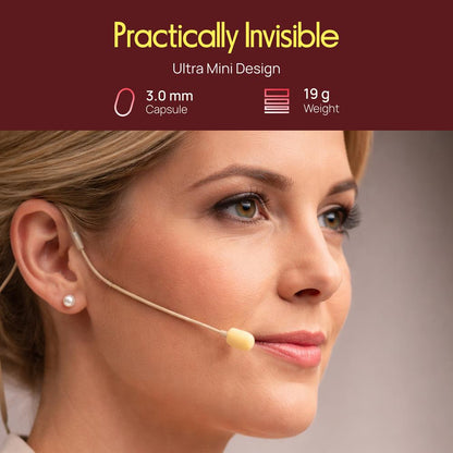 Double Over Ear Headset Mic - Hands-Free Omni Condenser, Beige