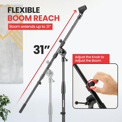 Adjustable Tripod Microphone Stand with 31" Boom Arm