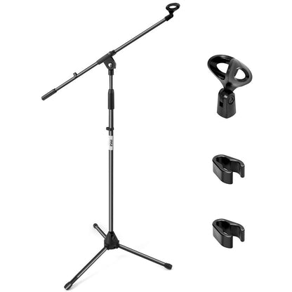 Foldable Tripod Mic Stand, Adjustable Height, Telescoping Boom Arm