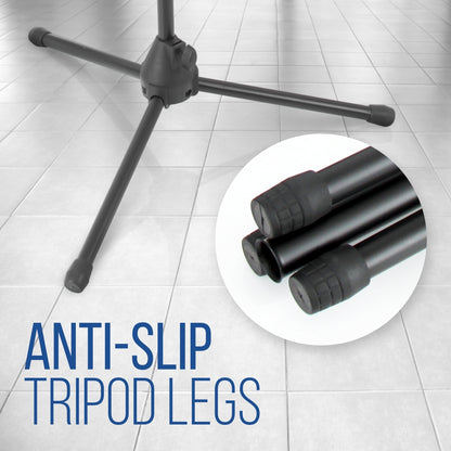 Foldable Tripod Mic Stand, Adjustable Height, Telescoping Boom Arm