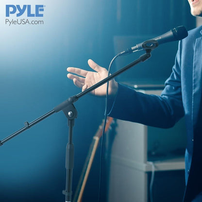 Foldable Tripod Mic Stand, Adjustable Height, Telescoping Boom Arm