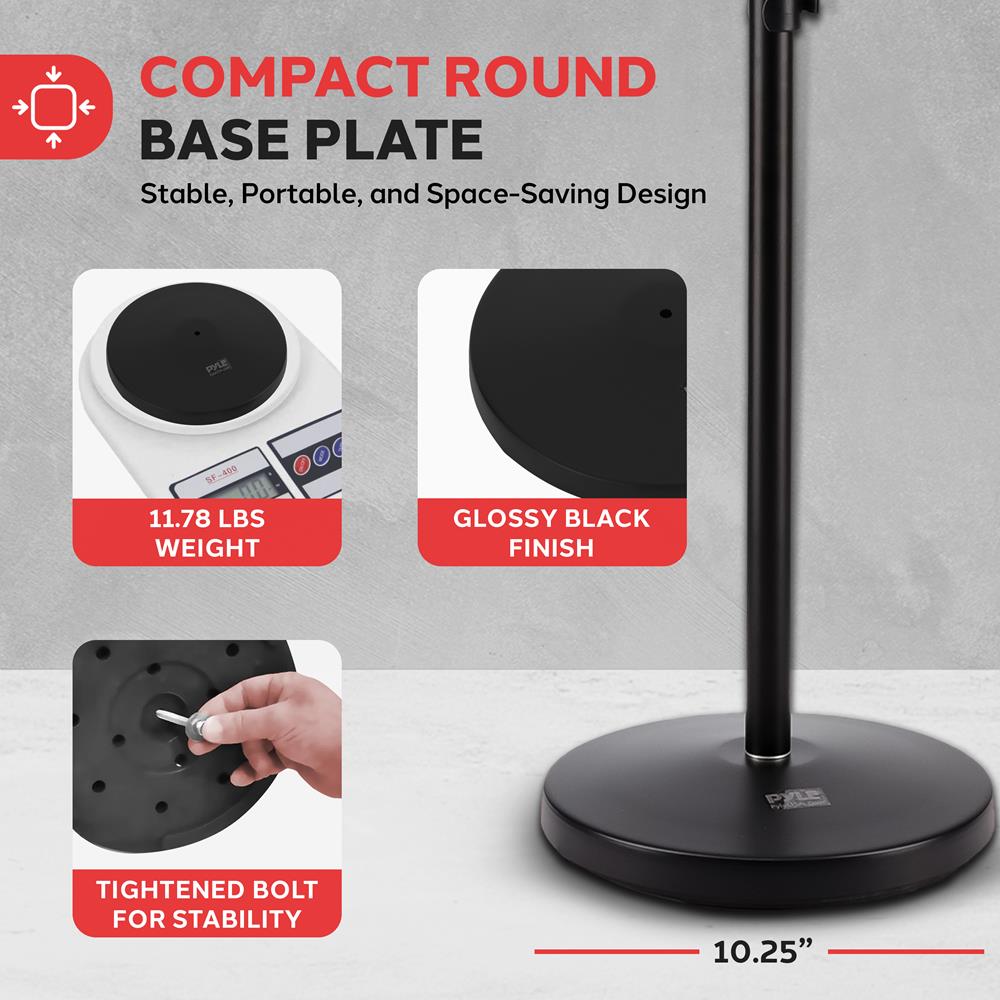 Microphone Stand - Adjustable Height, Lock-Tight Knob, Steel