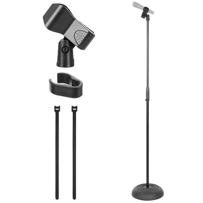 Universal Microphone Stand With Heavy Compact Base - (36.2” - 63.7” -Inches) Adjustable Height  (Black)