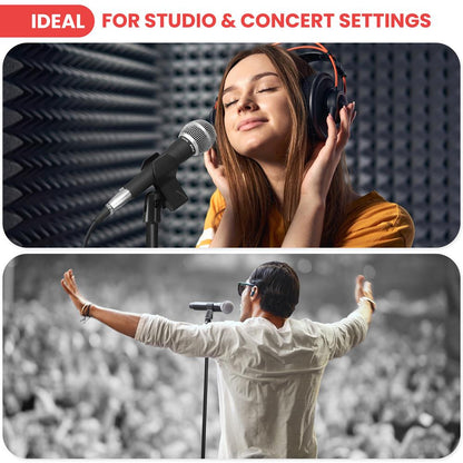 Universal Microphone Stand With Heavy Compact Base - (36.2” - 63.7” -Inches) Adjustable Height  (Black)