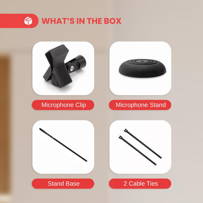 Adjustable Mic Stand, Secure Hold, Die-Cast Base, 36.2"-63.7"