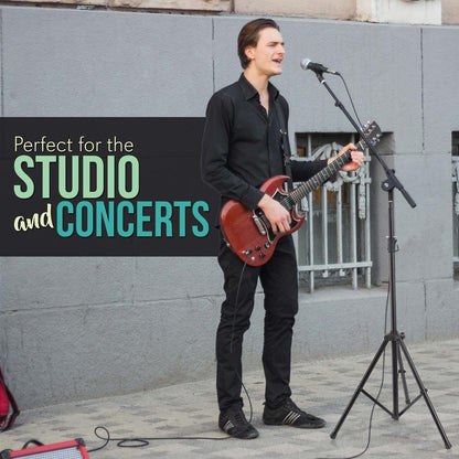 Heavy Duty Mic Stand - Adjustable Height, Telescoping Boom, Steel Alloy