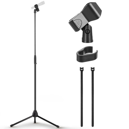 Tripod Microphone Stand, Height Adjustable, Sturdy Steel, Non-Slip Feet