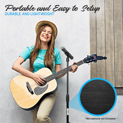 Universal Mic Stand Pair - Adjustable Height, Compact Base, Steel Alloy