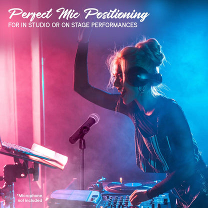 Universal Mic Stand Pair - Adjustable Height, Compact Base, Steel Alloy