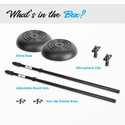 Universal Mic Stand Pair - Adjustable Height, Compact Base, Steel Alloy