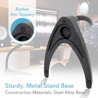 Desktop Microphone Stand - Adjustable Gooseneck, Sturdy Metal Base