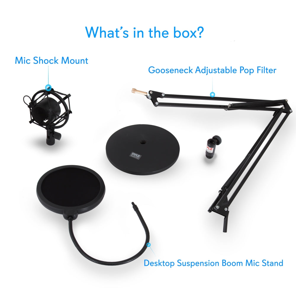 Mic Boom Stand for Podcasting - Adjustable Steel Arm with Pop Filter - Thumbnail 2