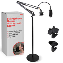 Adjustable Mic Boom Stand - Durable Metal, Pop Filter, Shock Mount