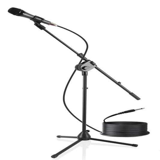 Dynamic Microphone & Tripod Stand Set, High Clarity, Adjustable Steel