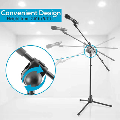 Dynamic Microphone & Tripod Stand Set, High Clarity, Adjustable Steel