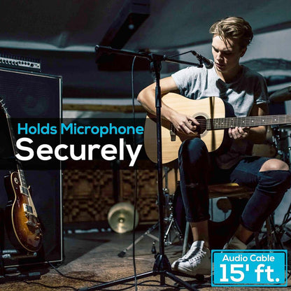 Dynamic Microphone & Tripod Stand Set, High Clarity, Adjustable Steel