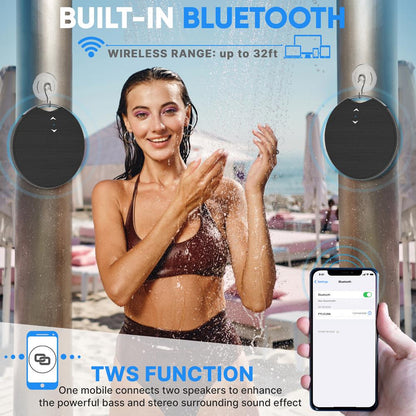 Portable Wireless Bt Streaming Mini Speaker - Ipx7 Waterproof Wireless Speaker For Outdoor Play, Built-In Microphone