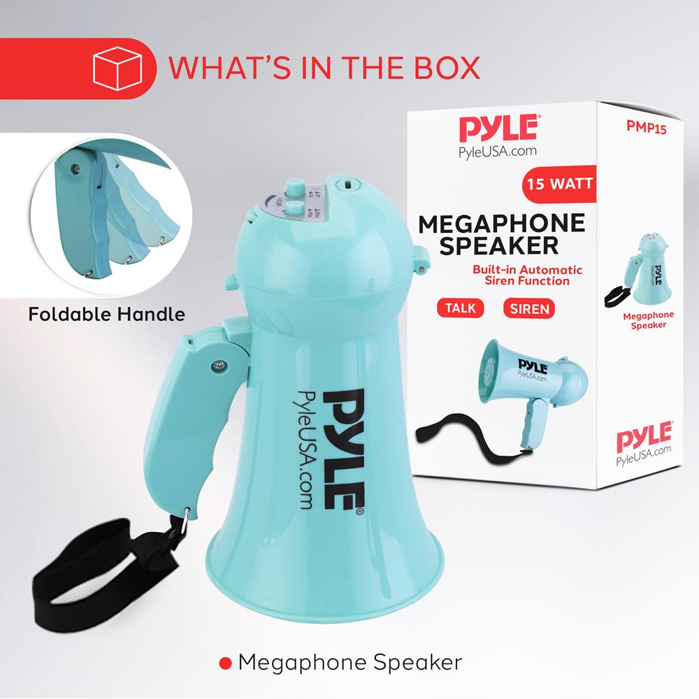 Portable Megaphone 600ft Range Built-in Mic Turquoise