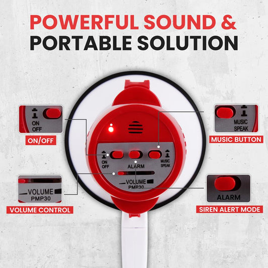 Compact Megaphone With Built-In Siren
