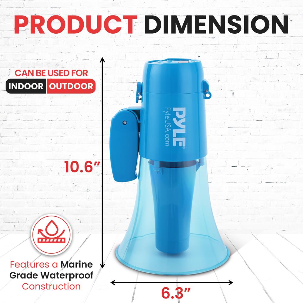 30W Waterproof Megaphone Siren, 500 Yards Range, Transparent Blue