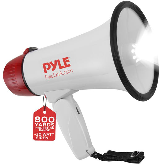 Megaphone Bullhorn 800-Yard Range 30W LED Light Siren Portable