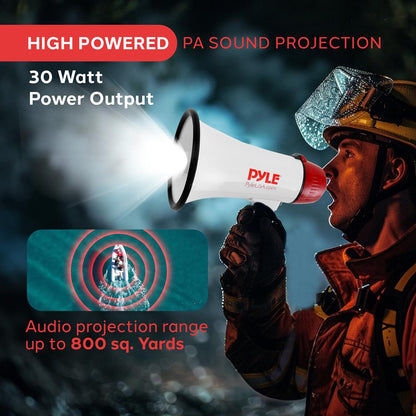 Megaphone Bullhorn 800-Yard Range 30W LED Light Siren Portable