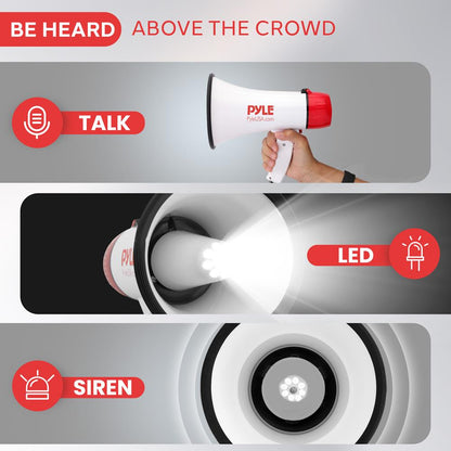 Megaphone Bullhorn 800-Yard Range 30W LED Light Siren Portable
