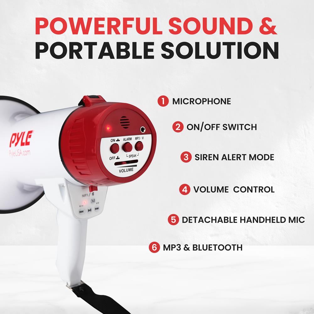 Megaphone Speaker 800-Yard Range Bluetooth Wireless Music Streaming - Thumbnail 3