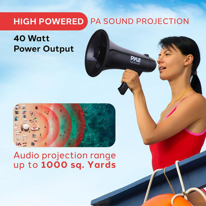 Megaphone Bullhorn 1000-Yard Range 40W Siren & Music Modes