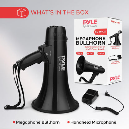 Megaphone Bullhorn 1000-Yard Range 40W Siren & Music Modes